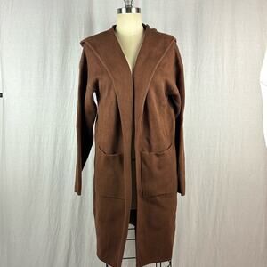 Amazon Brown Hooded Long Line Duster  Cardigan Sweater